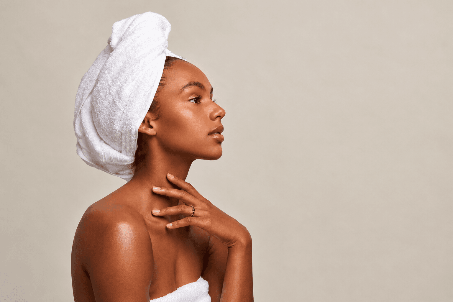 An elegant woman in towel